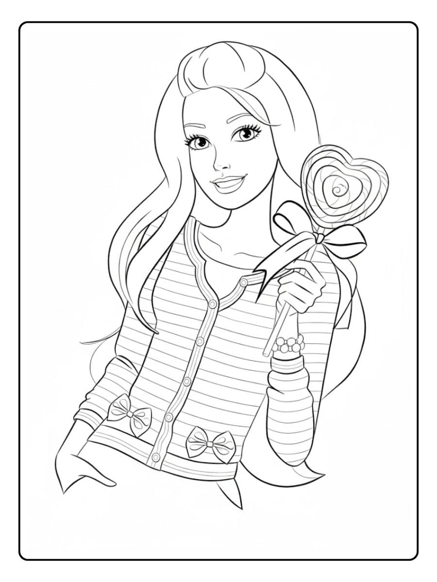 Barbie Coloring Pages Happy Barbie Waving Hello
