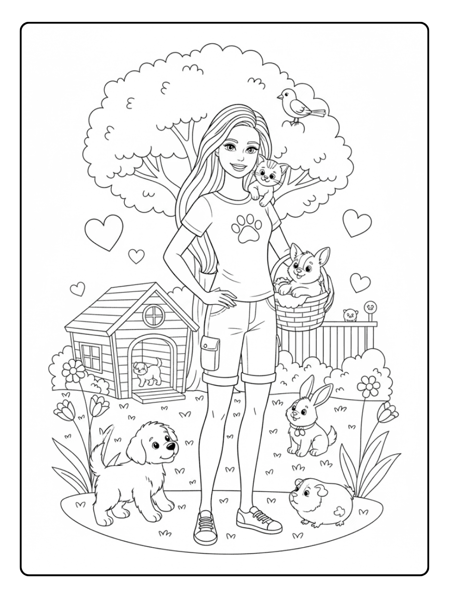 Barbie Coloring Pages – Barbie Animal Lover