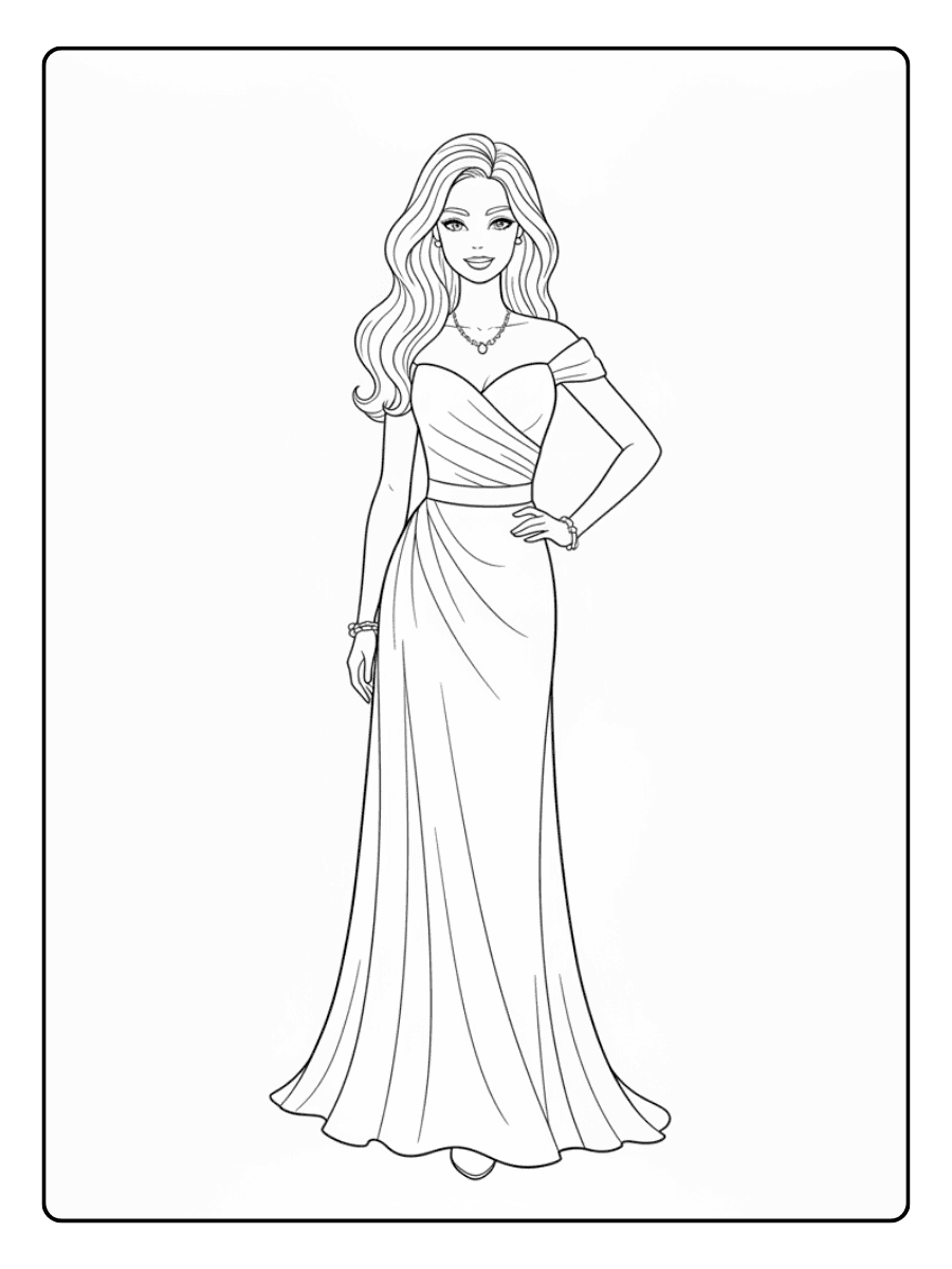 Barbie Coloring Pages – Barbie Elegant Pose