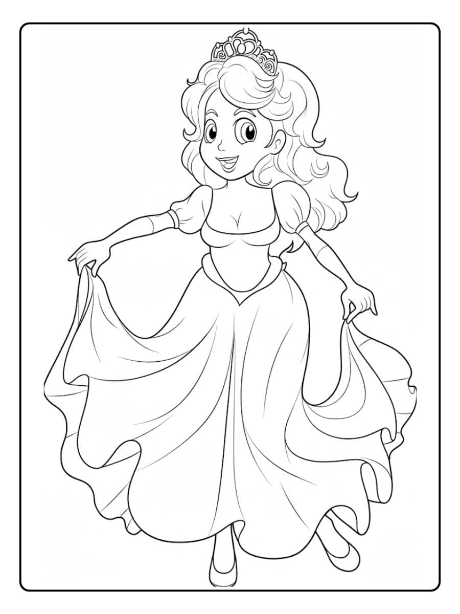 Beautiful Princess with Crown Royal Princess Coloring Pages