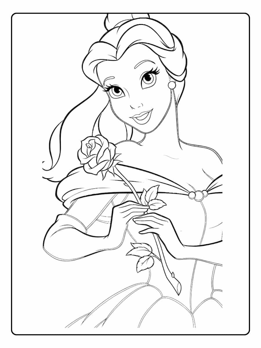 Belle Coloring Pages Belle Reading to Her Forest Friend