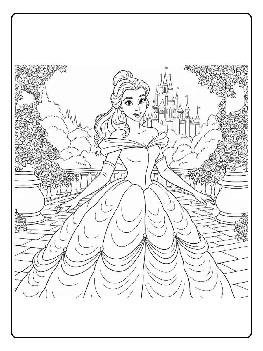 Belle Coloring Pages Belle on the Balcony