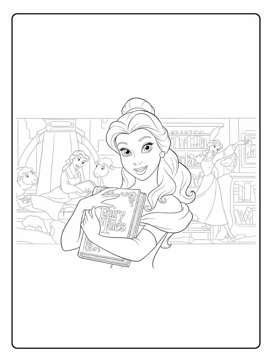 Belle Coloring Pages Princess Belle with a Tiara