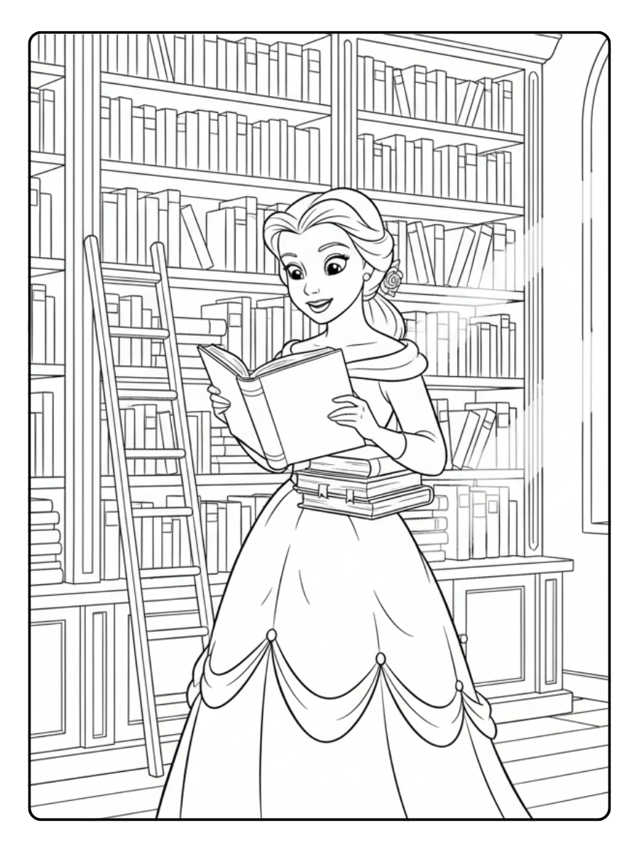 Belle Coloring Pages – Belle Book Lover