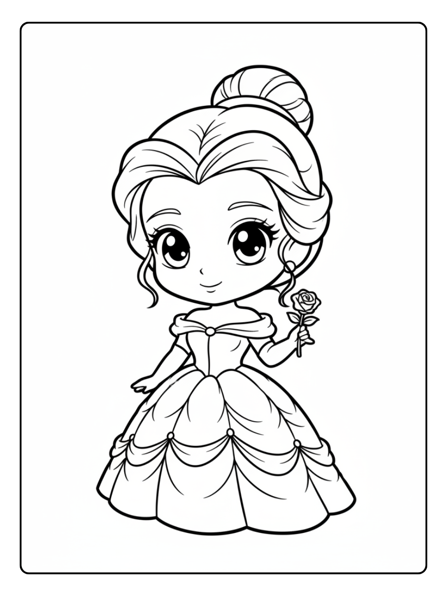 Belle Coloring Pages – Belle Chibi Style
