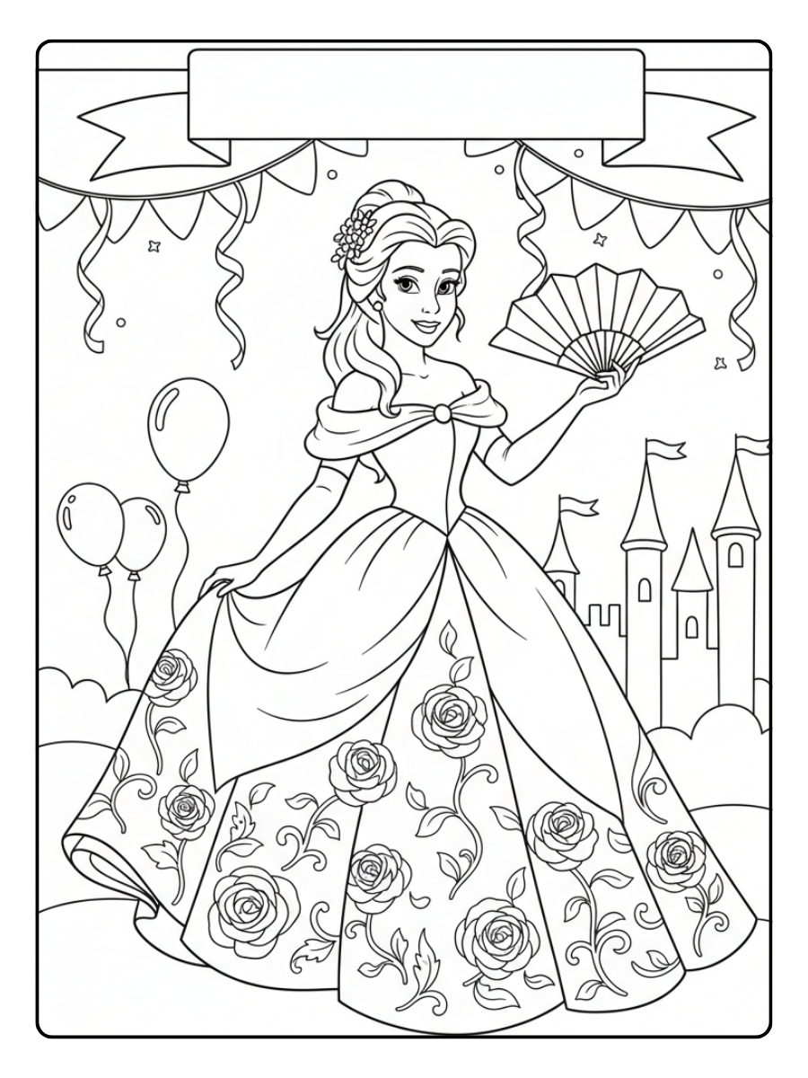 Belle Coloring Pages – Belle Festival Dress