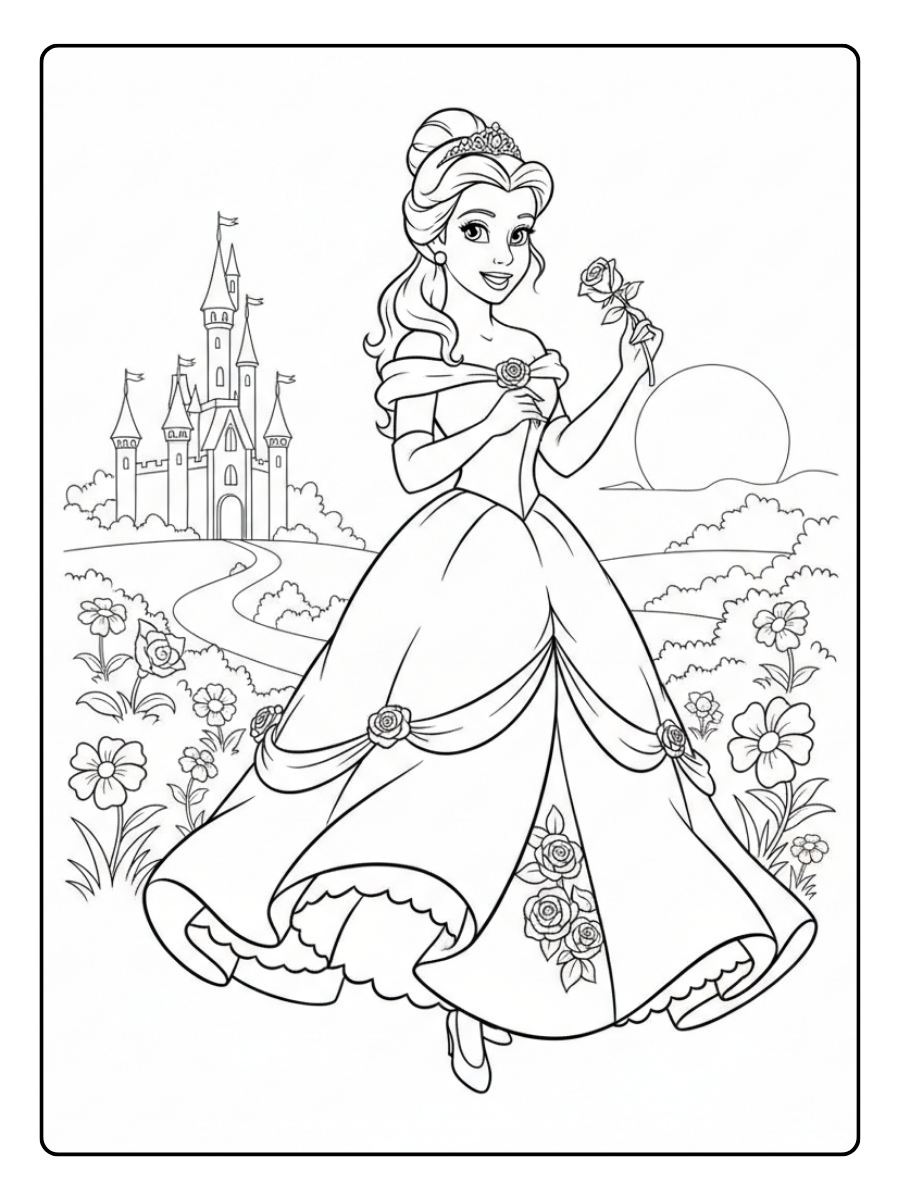 Belle Coloring Pages – Belle Happy Princess