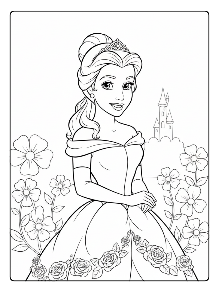 Belle Coloring Pages – Belle Princess Portrait