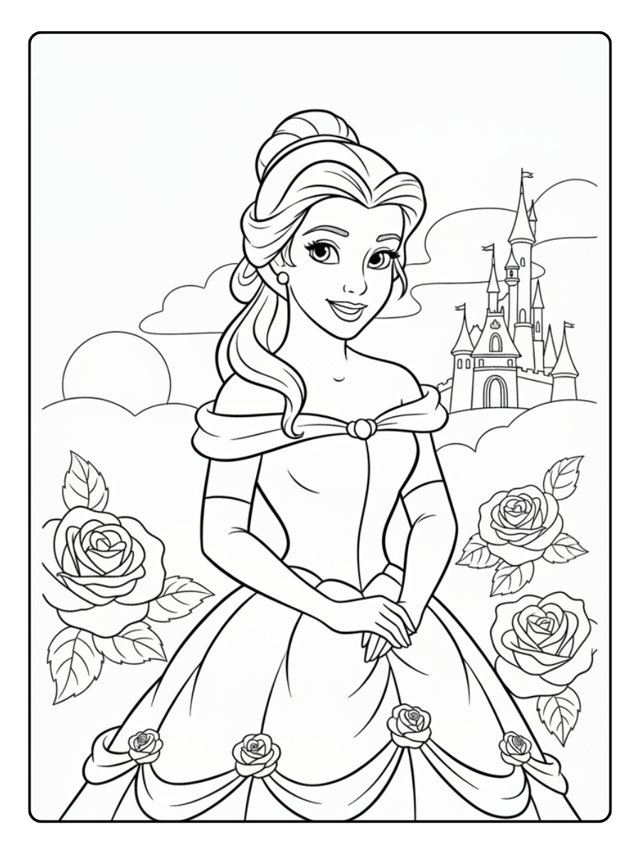 Belle Coloring Pages – Belle Romantic Smile