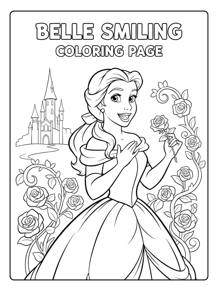 Belle Coloring Pages – Belle Smiling