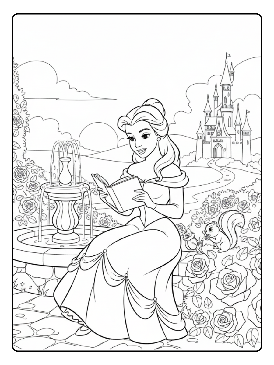 Belle Coloring Pages – Belle Storybook Style