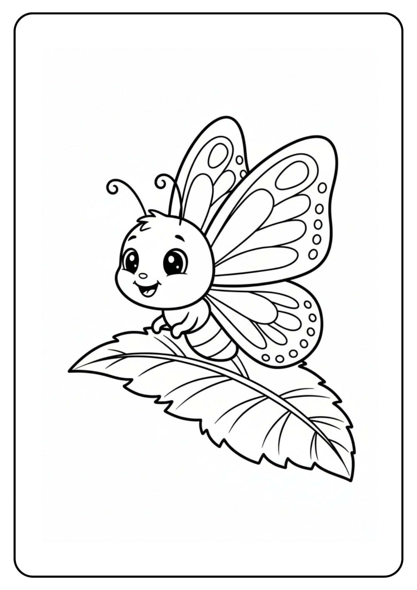 Butterfly on Leaf Coloring Page