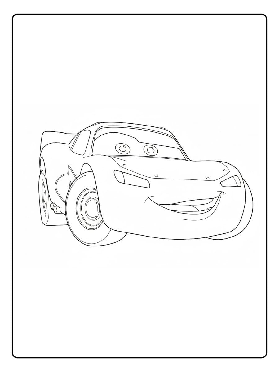 Cars 2 Lightning McQueen coloring pages with Lightning McQueen driving fast