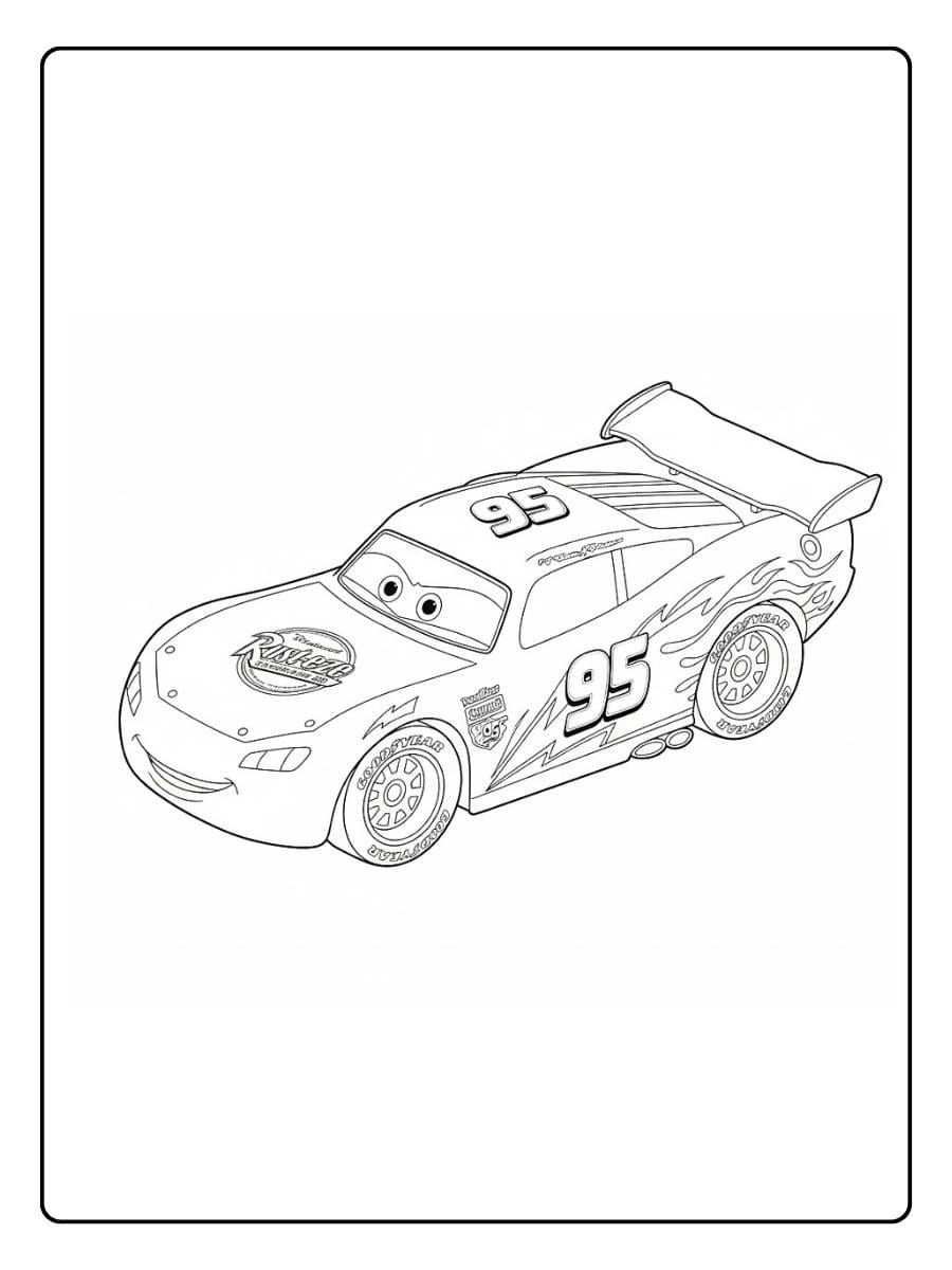 Cars 2 Lightning McQueen coloring pages with Lightning McQueen framed design