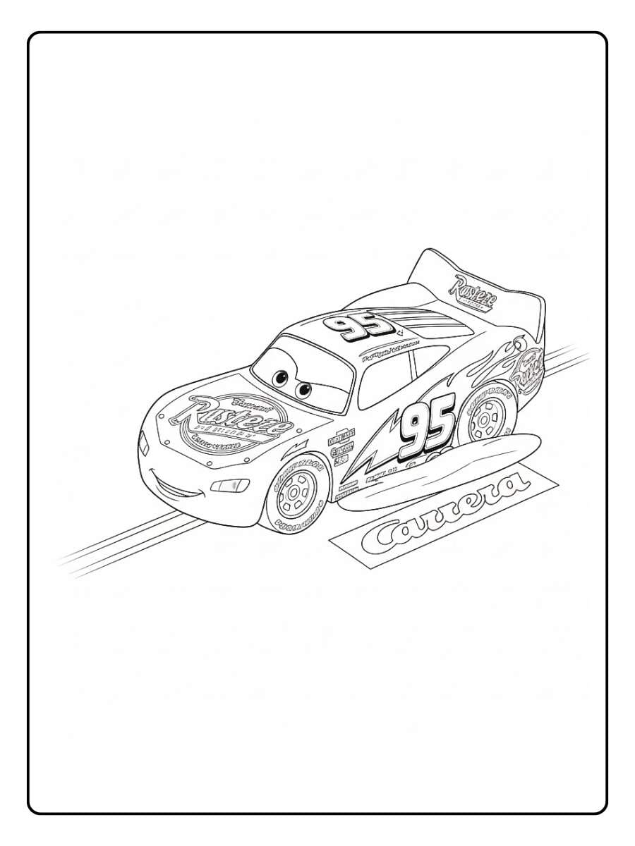 Cars 2 Lightning McQueen coloring pages with Lightning McQueen racing forward
