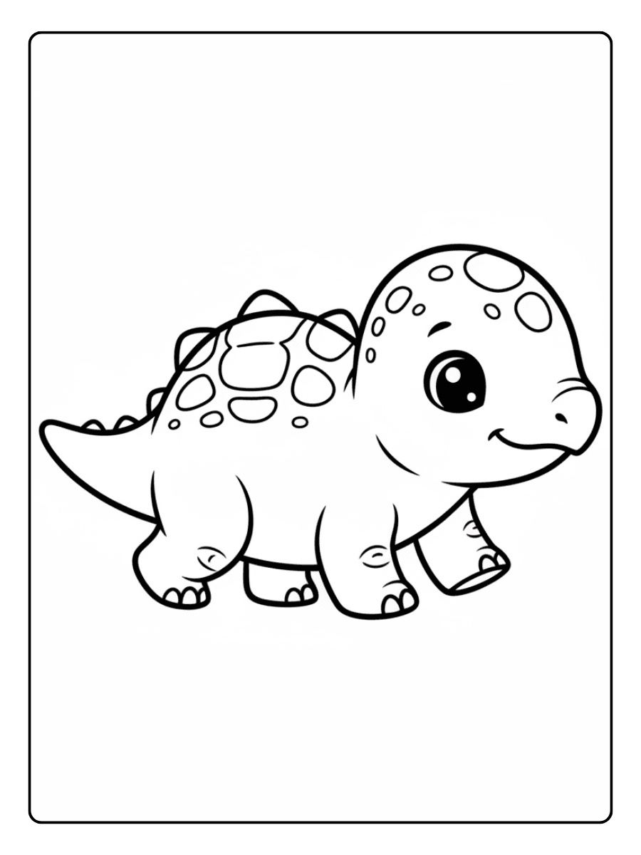 Cute Ankylosaurus Walking Cute Dinosaur Coloring Pages