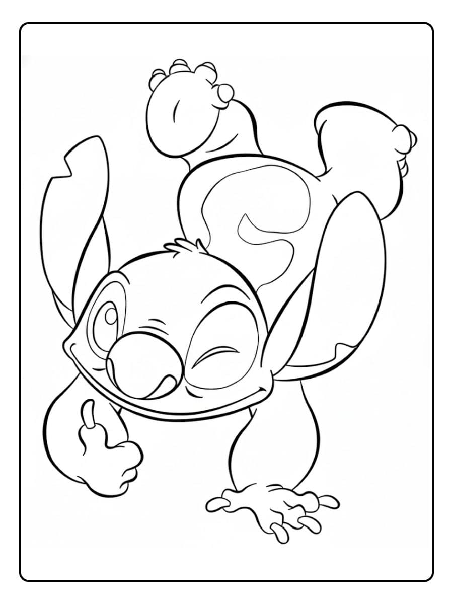 Cute Baby Unicorn Stitch Coloring Pages