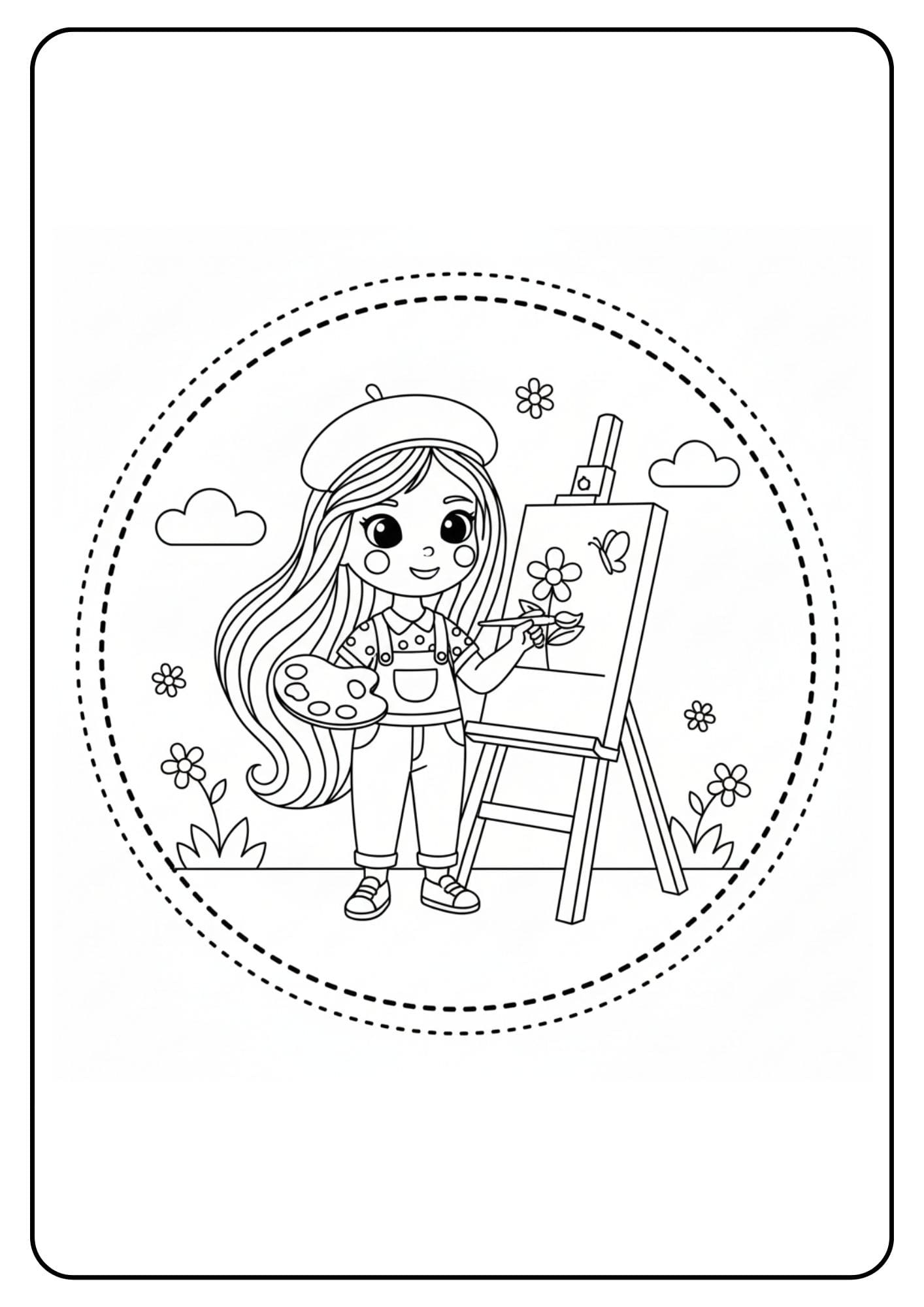 Cute Barbie Coloring Page Art