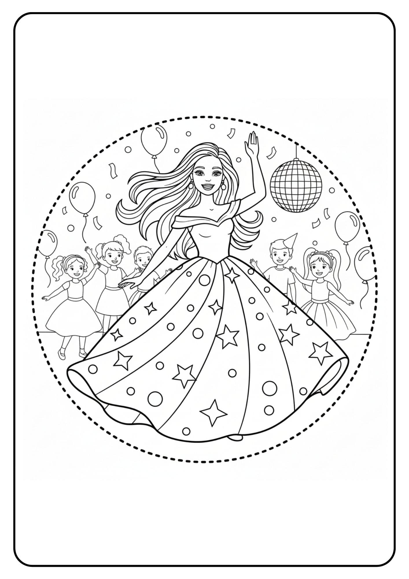 Cute Barbie Coloring Page Dance