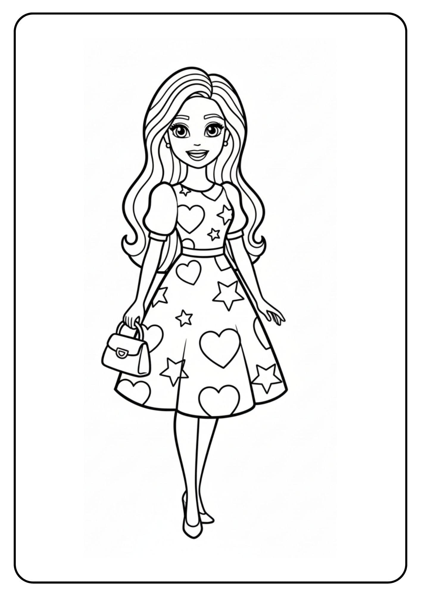 Cute Barbie Coloring Page Dress