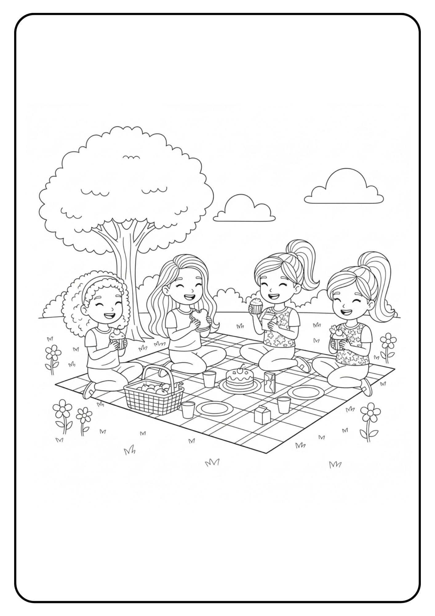 Cute Barbie Coloring Page Picnic