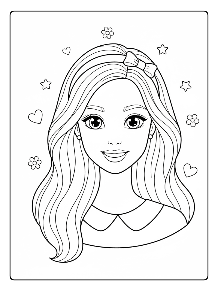 Cute Barbie Coloring Pages – Barbie Cute Portrait