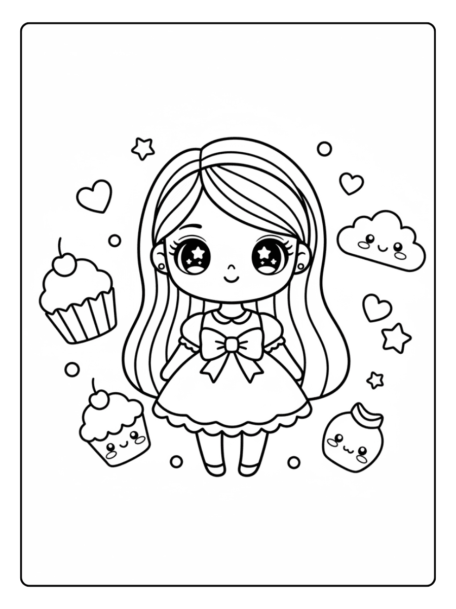 Cute Barbie Coloring Pages – Barbie Kawaii Style