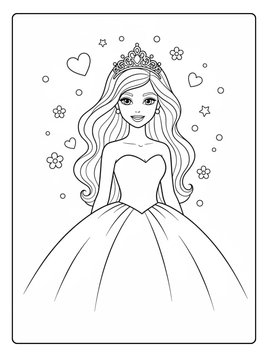 Cute Barbie Coloring Pages – Barbie Princess Crown