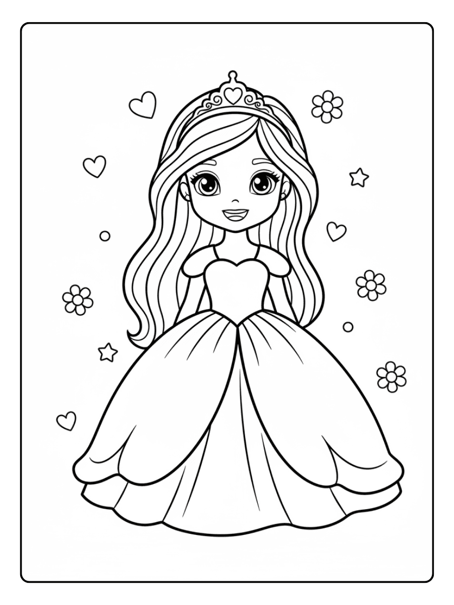 Cute Barbie Coloring Pages – Smiling Barbie