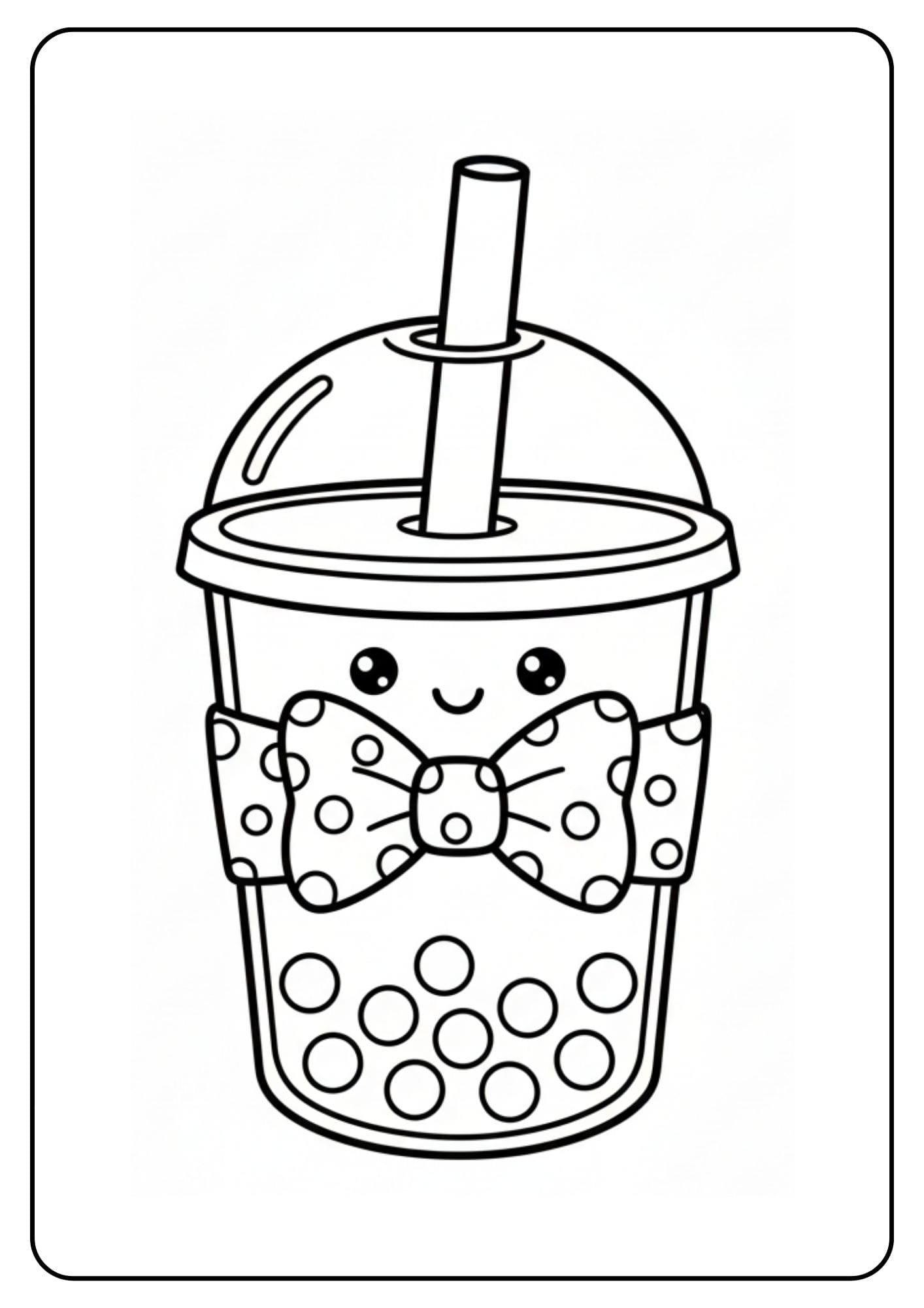 Cute Boba Coloring Pages Bow Tie