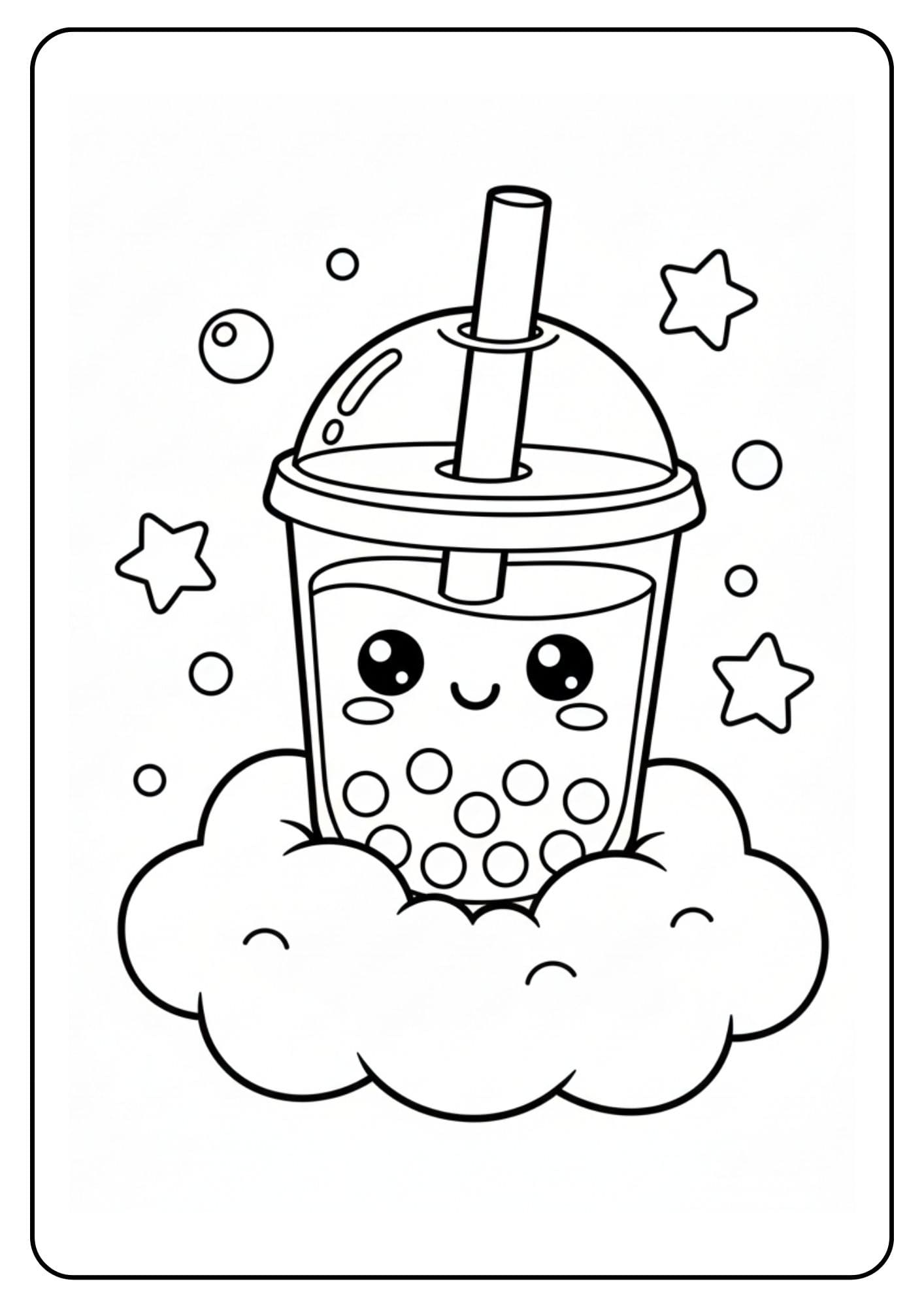 Cute Boba Coloring Pages Cloud
