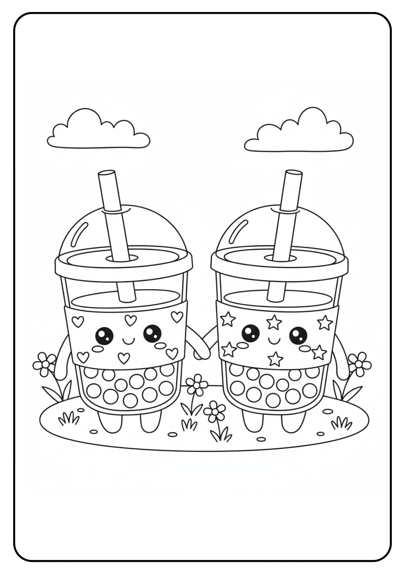 Cute Boba Coloring Pages Friends