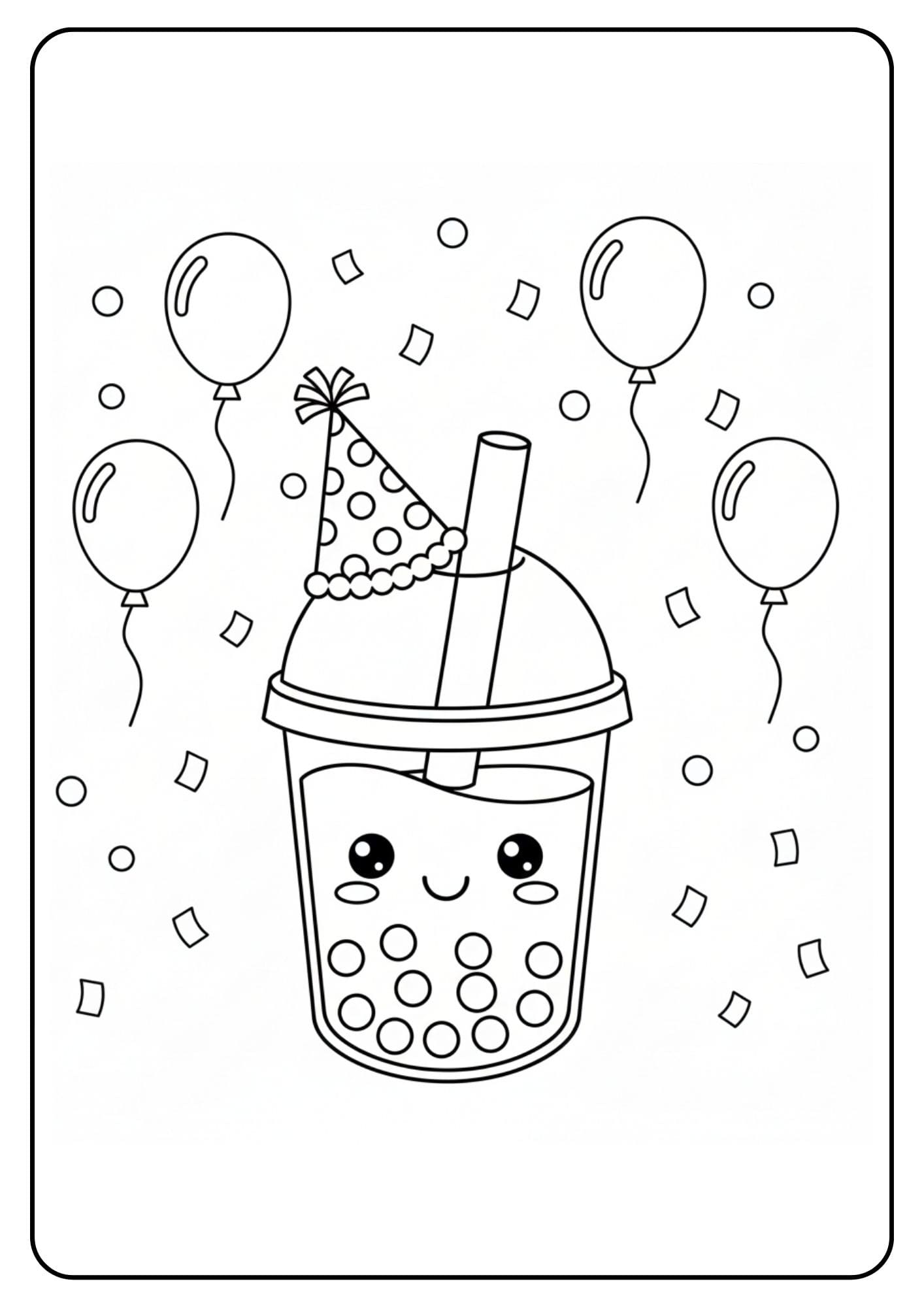 Cute Boba Coloring Pages Party