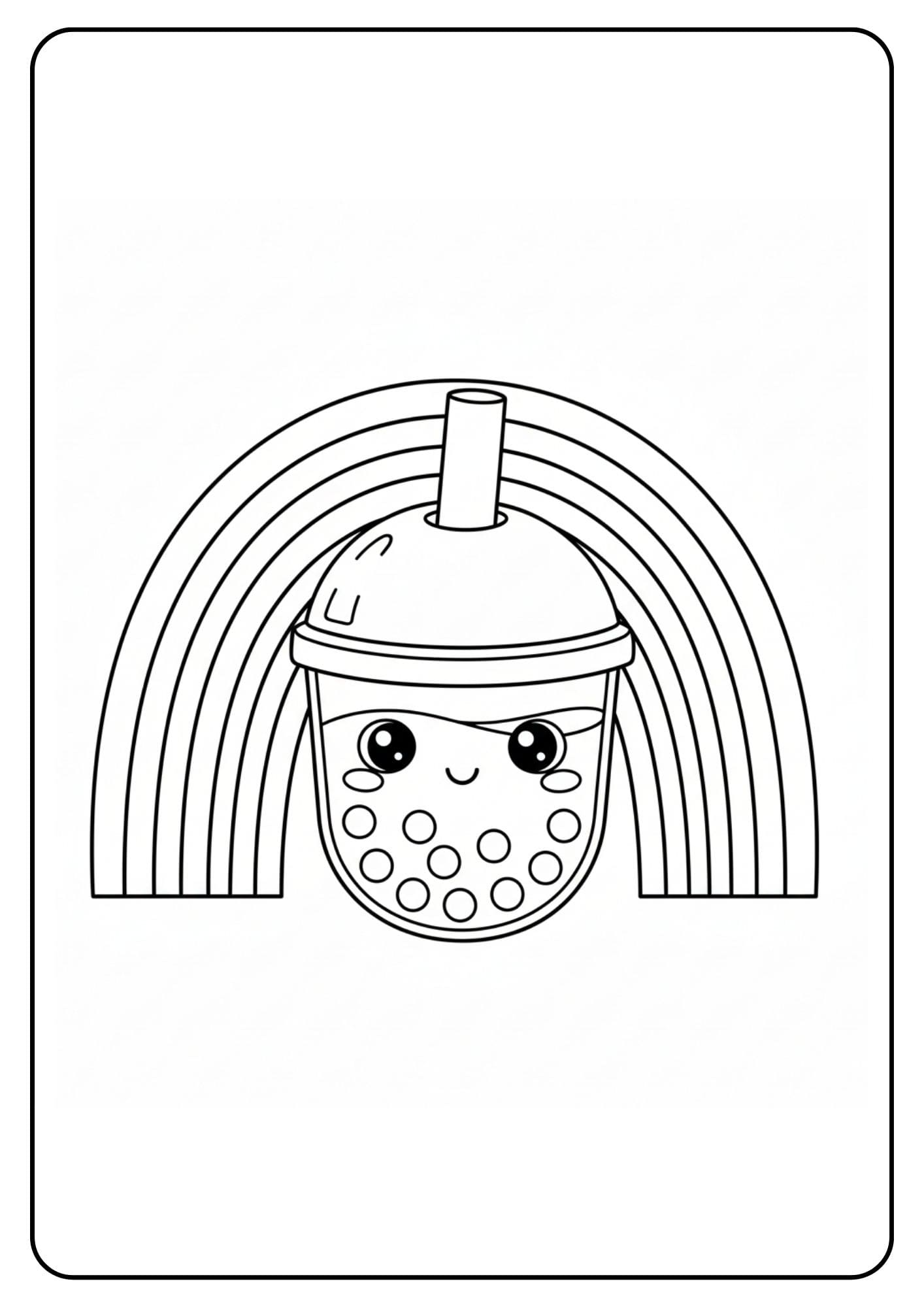 Cute Boba Coloring Pages Rainbow
