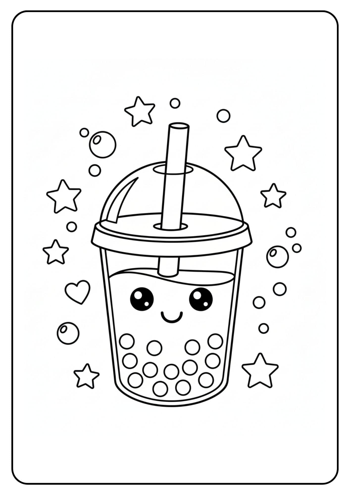 Cute Boba Coloring Pages Stars