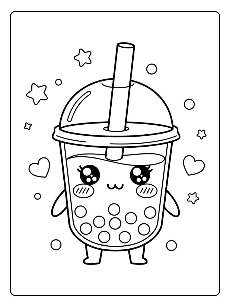 Cute Boba Coloring Pages – Blushing Cup