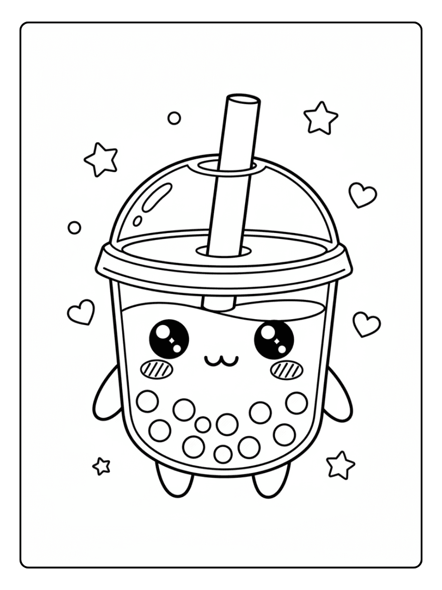 Cute Boba Coloring Pages – Chibi Boba Drink
