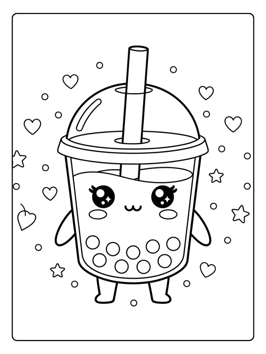 Cute Boba Coloring Pages – Sweet Milk Tea