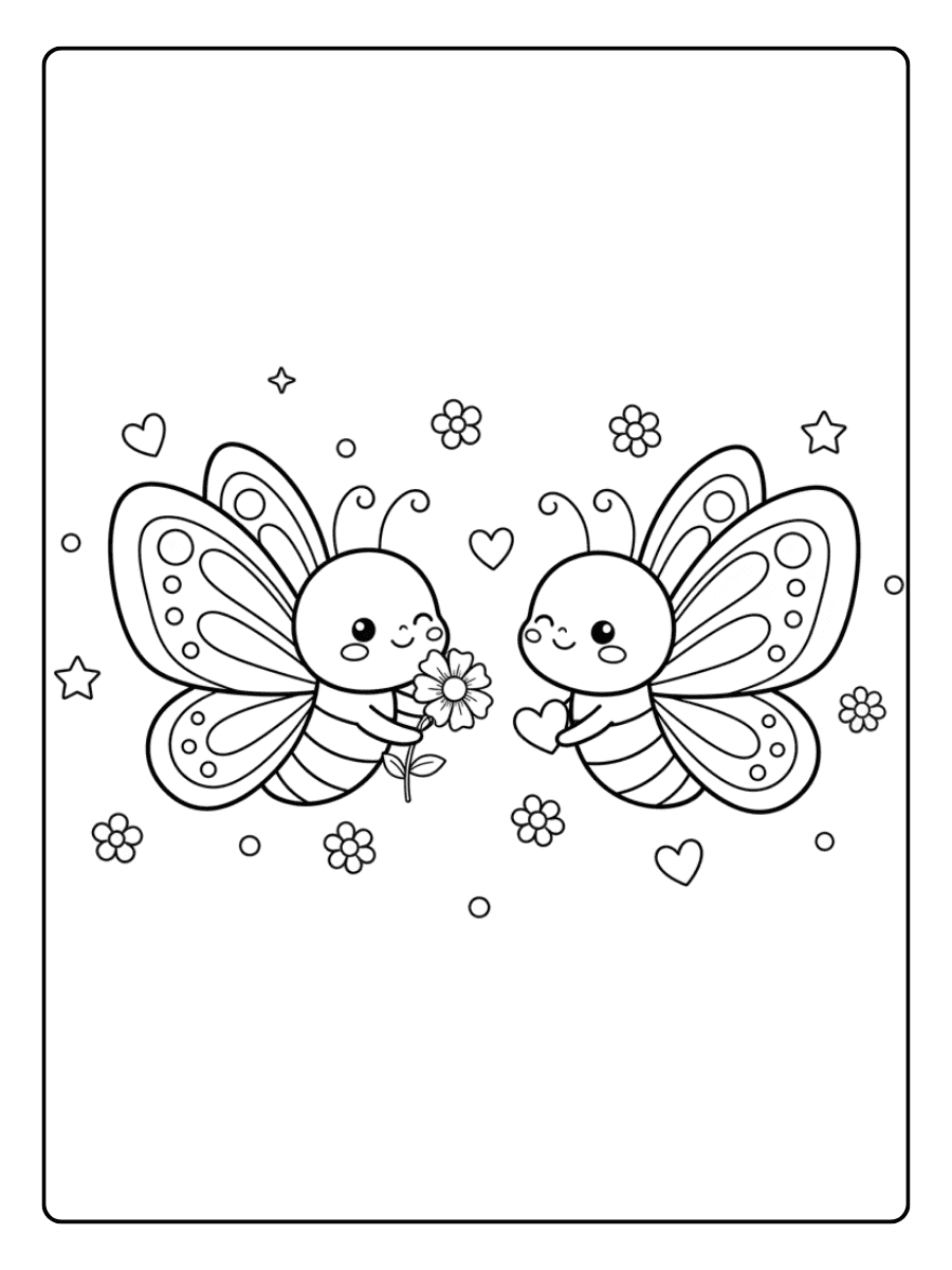Cute Butterfly Coloring Pages – Baby Butterfly Friends