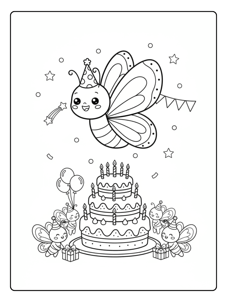 Cute Butterfly Coloring Pages – Butterfly Birthday Theme