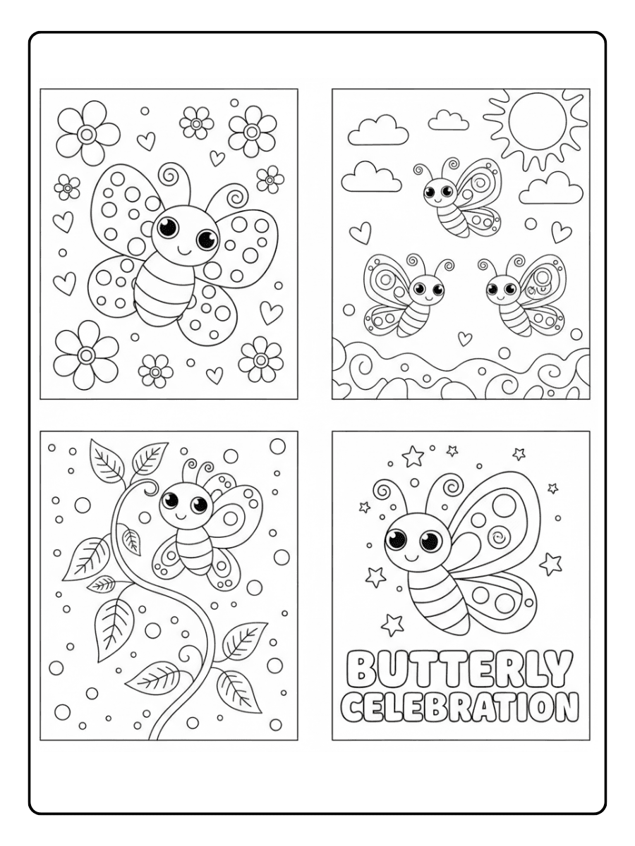 Cute Butterfly Coloring Pages – Butterfly Celebration