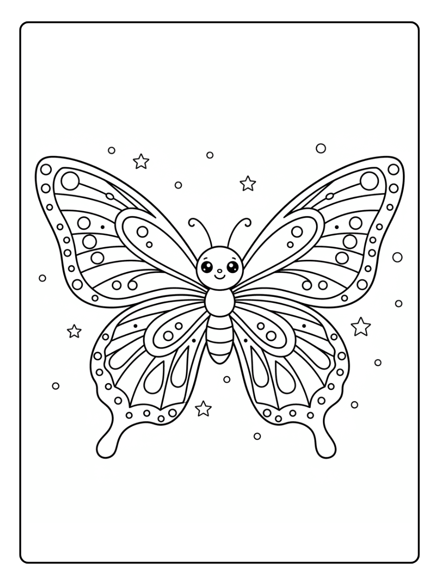 Cute Butterfly Coloring Pages – Cute Big Wing Butterfly