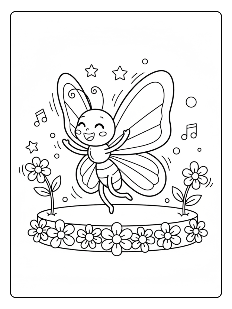 Cute Butterfly Coloring Pages – Dancing Butterfly