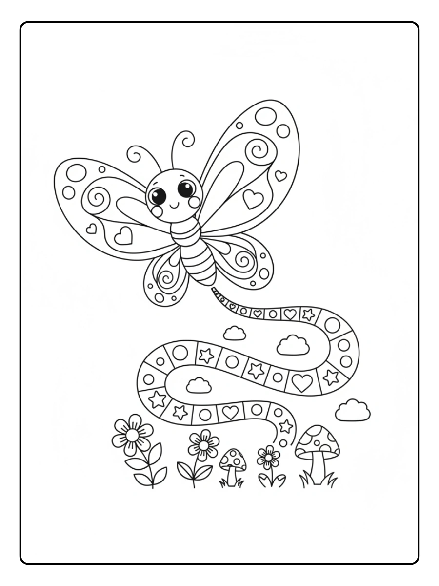 Cute Butterfly Coloring Pages – Rainbow Trail Butterfly Adventure