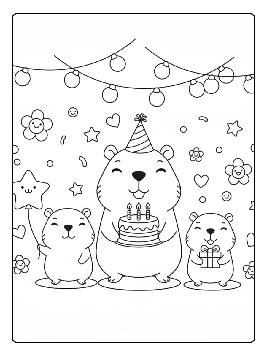 Cute Capybara Coloring Pages – Capybara Celebration