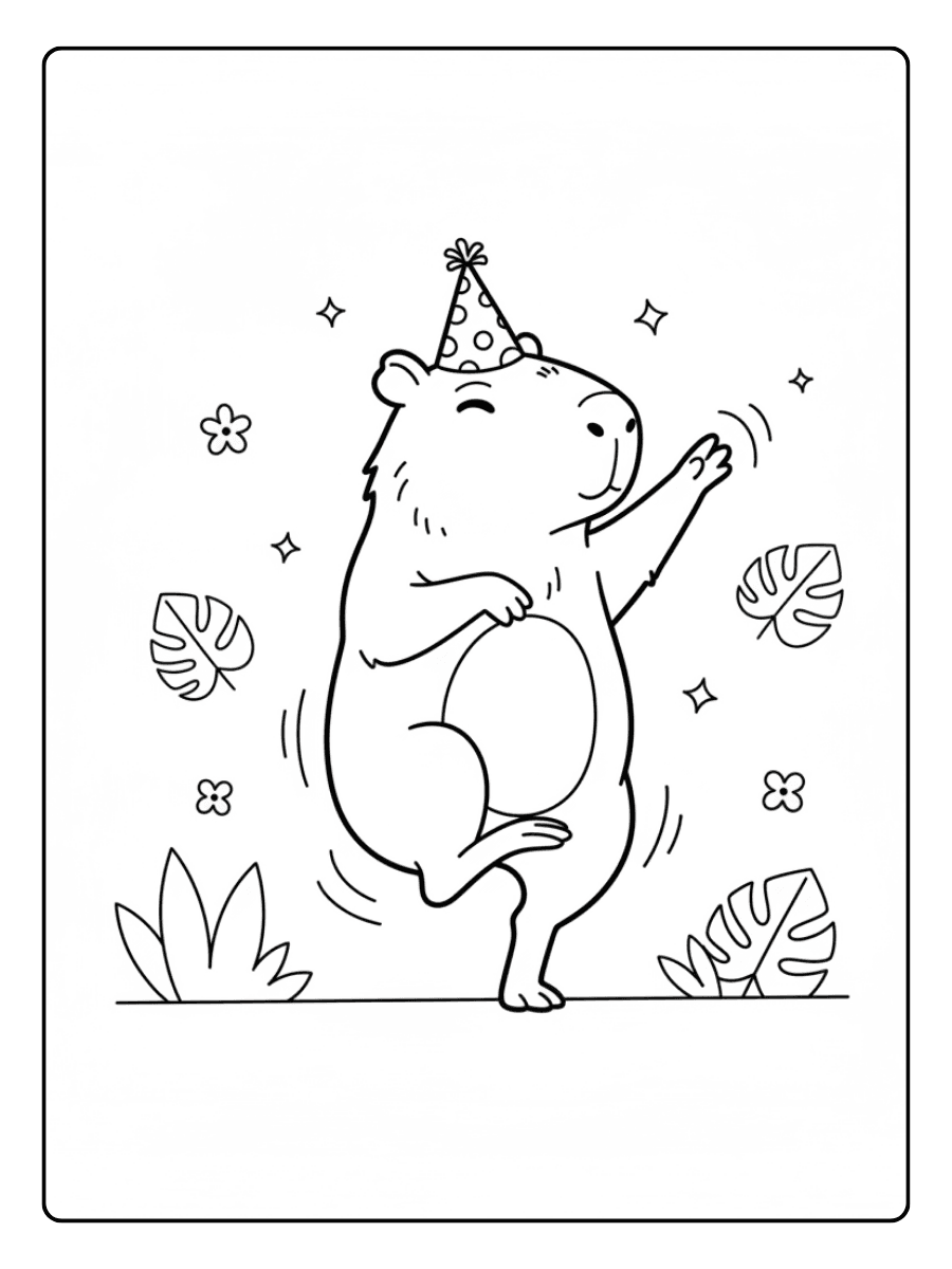 Cute Capybara Coloring Pages – Capybara Dancing