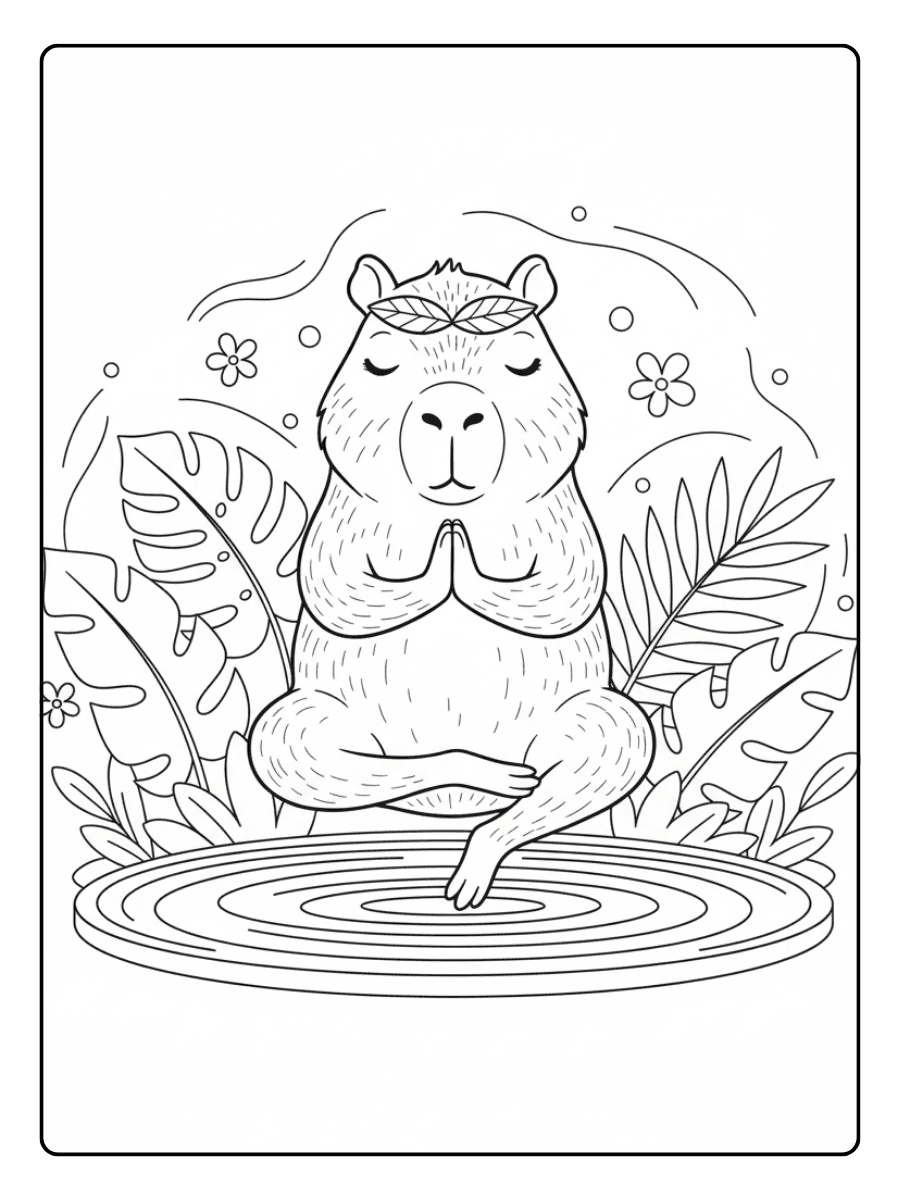Cute Capybara Coloring Pages – Capybara Yoga Pose