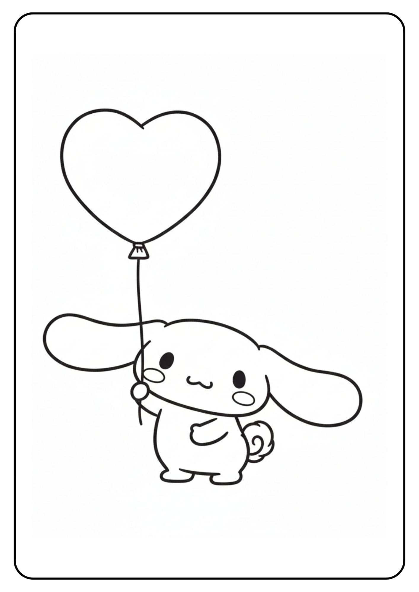 Cute Cinnamoroll Coloring Pages Heart Balloon