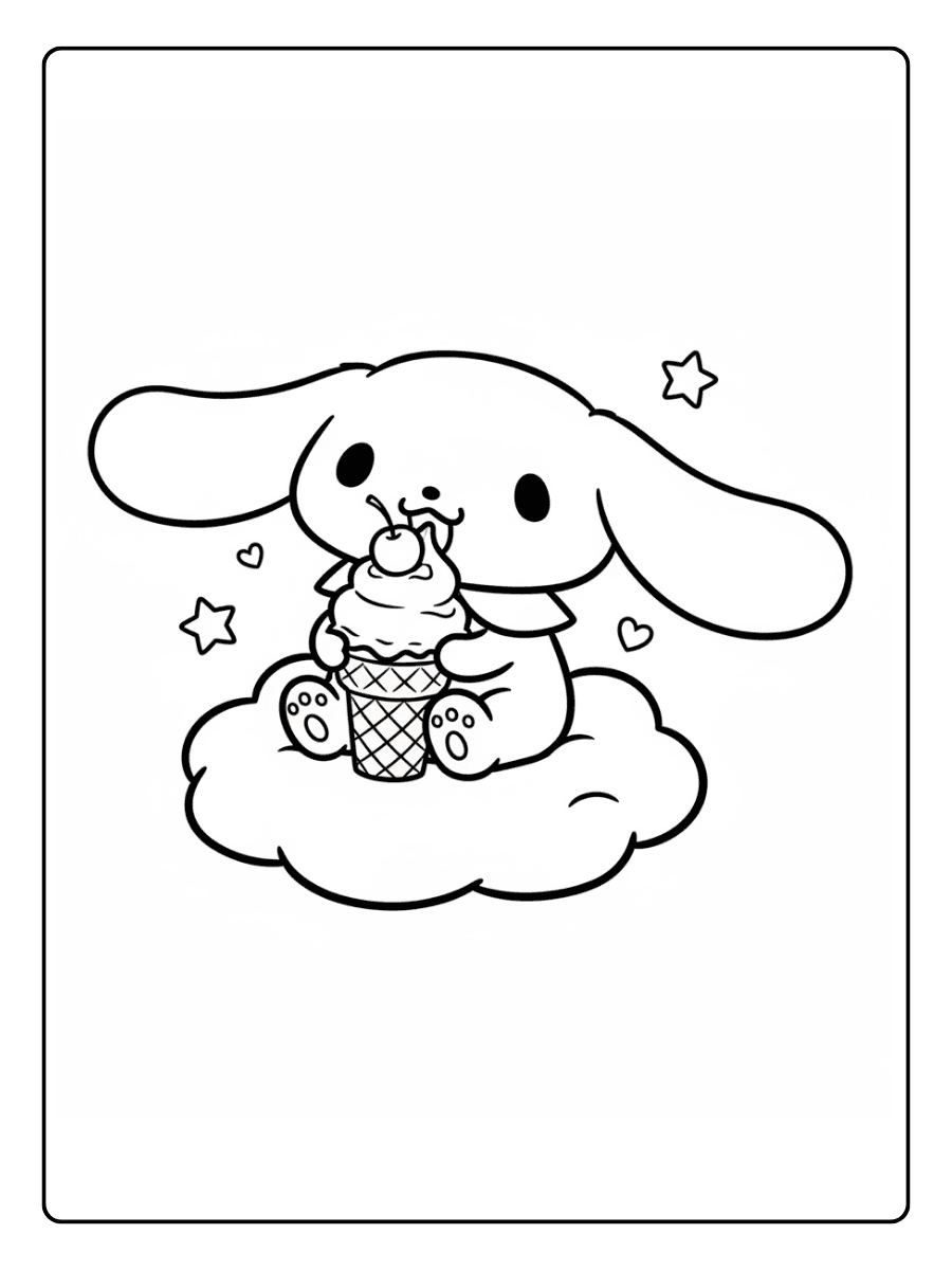 Cute Cinnamoroll Coloring Pages – Cinnamoroll Eating Ice Cream