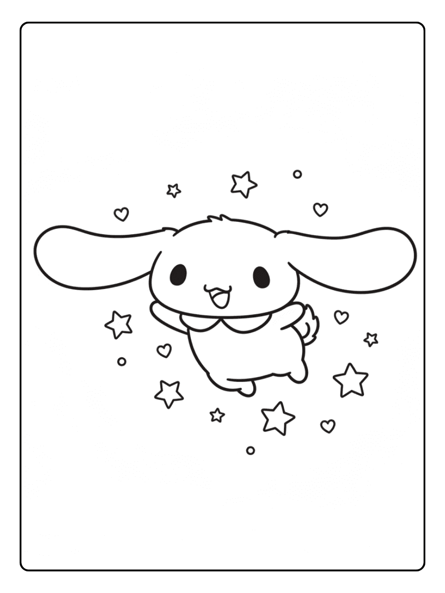 Cute Cinnamoroll Coloring Pages – Cinnamoroll Flying with Stars